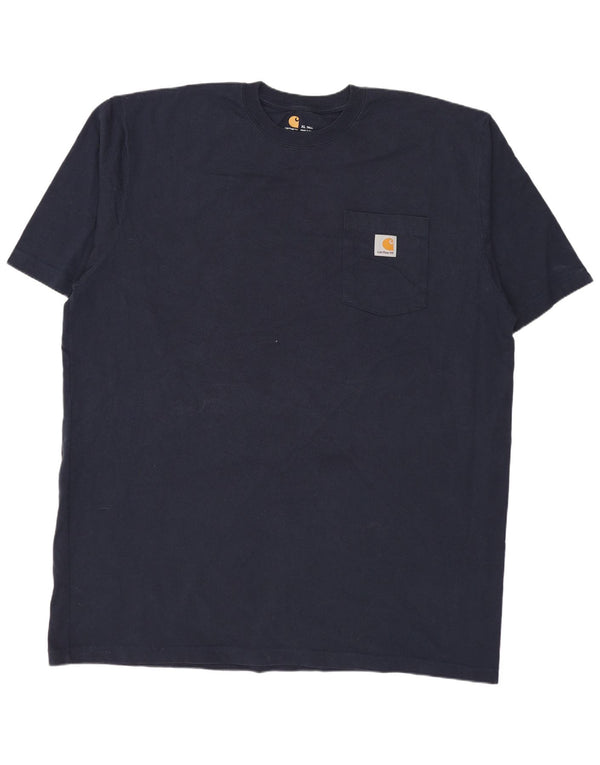 Carhartt Mens Tall T-Shirt Top XL Navy Blue Cotton