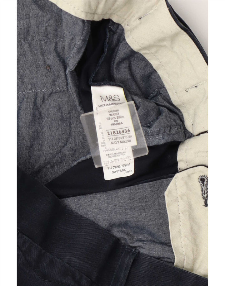 Marks & Spencer Mens Chino Shorts W38 XL Navy Blue Cotton