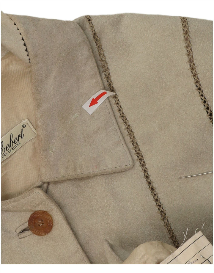 Vintage Womens Suede Overcoat IT 44 Medium Grey Leather