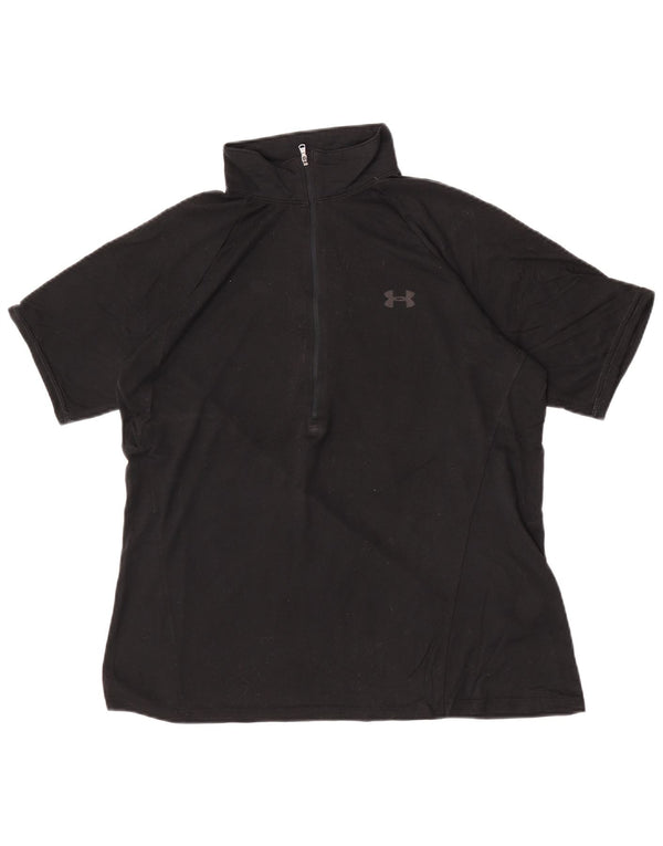 Under Armour Womens Zip Neck T-Shirt Top UK 14 Large Black