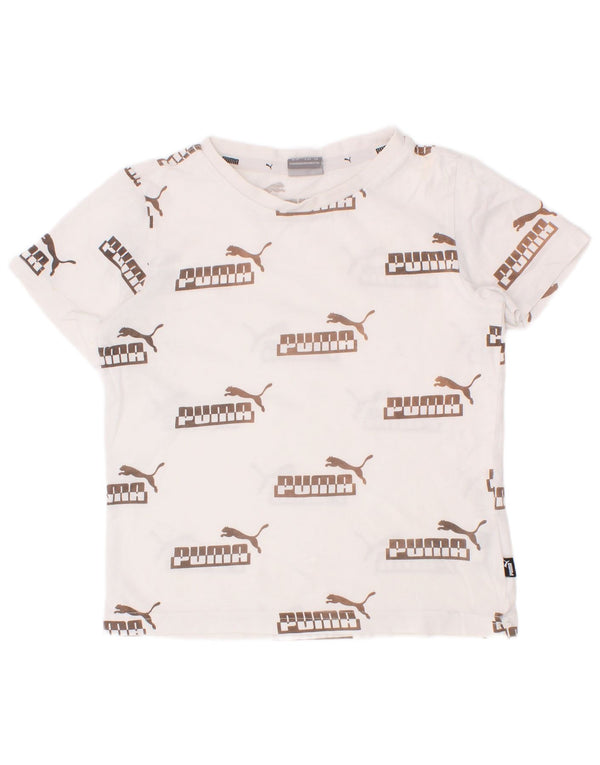 Puma Boys Graphic T-Shirt Top 5-6 Years White Cotton