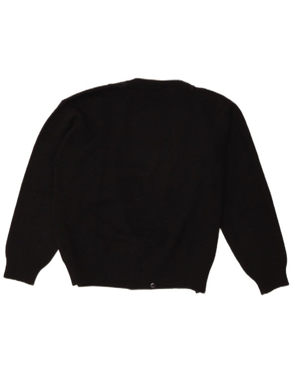 Vintage Womens Crop Oversized Cardigan Sweater IT 46 Large Black Floral