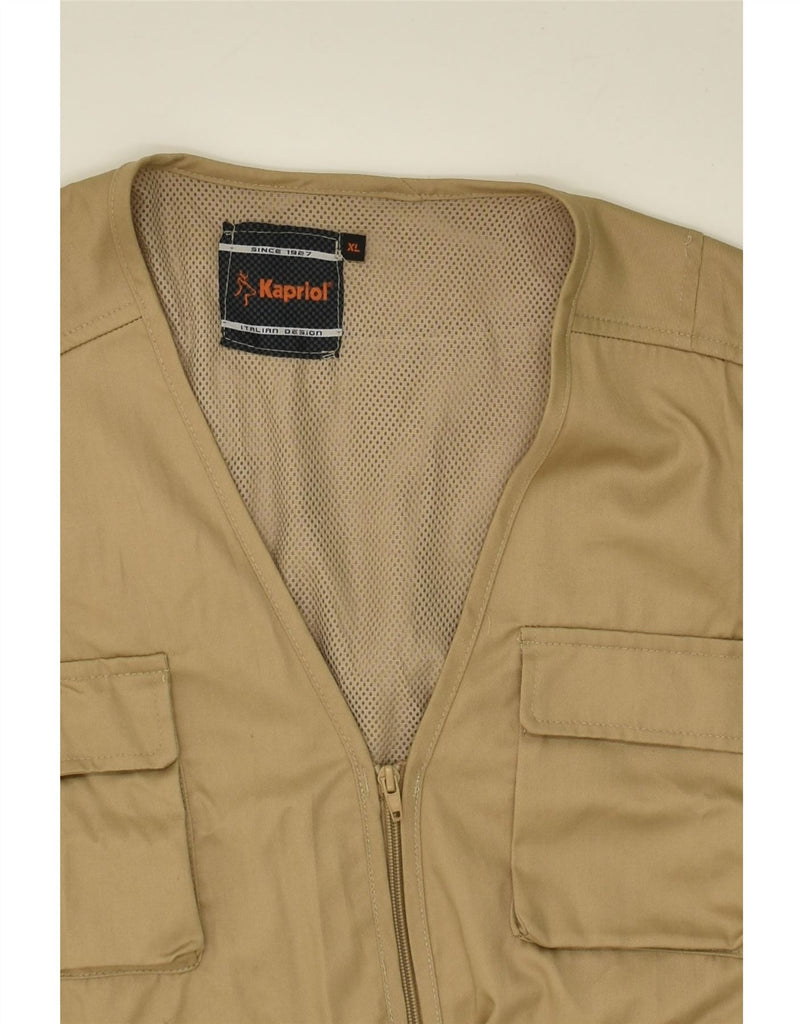 KAPRIOL Mens Utility Gilet UK 42 XL Beige Polyester | Vintage Kapriol | Thrift | Second-Hand Kapriol | Used Clothing | Messina Hembry 