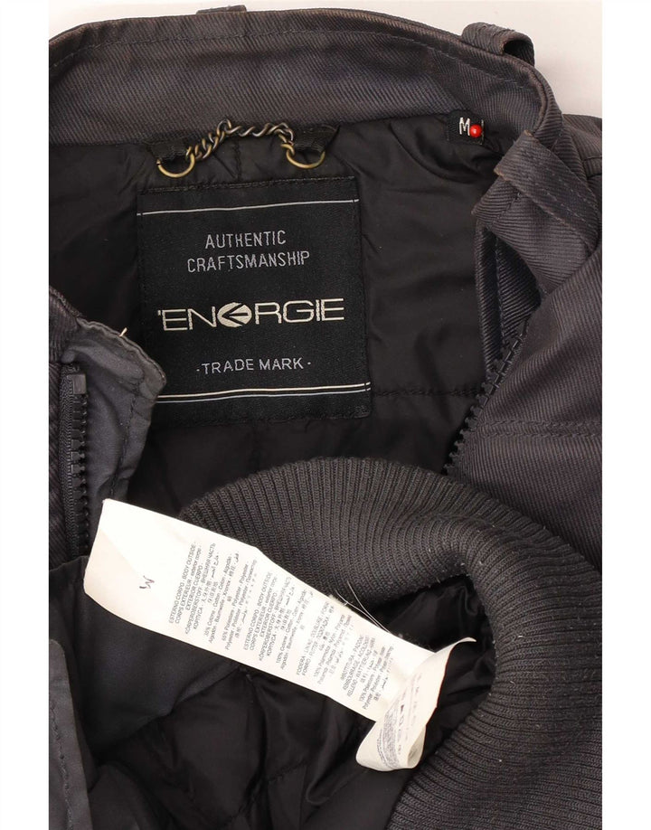 Energie Mens Bomber Jacket UK 38 Medium Navy Blue Colourblock Cotton