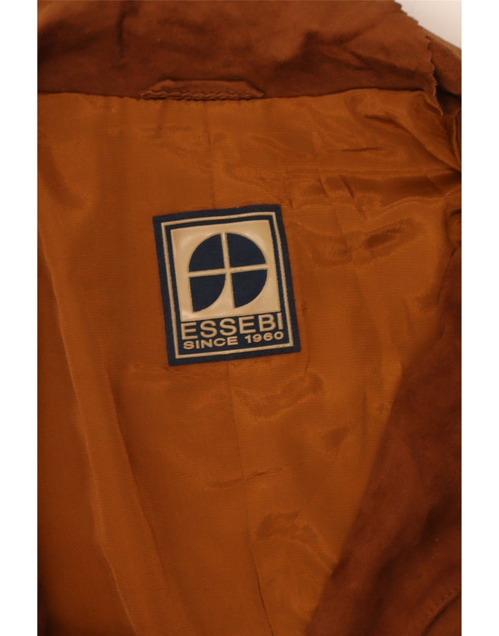 ESSEBI Mens Suede Jacket UK 36 Small Brown Leather Vintage Essebi and Second-Hand Essebi from Messina Hembry 