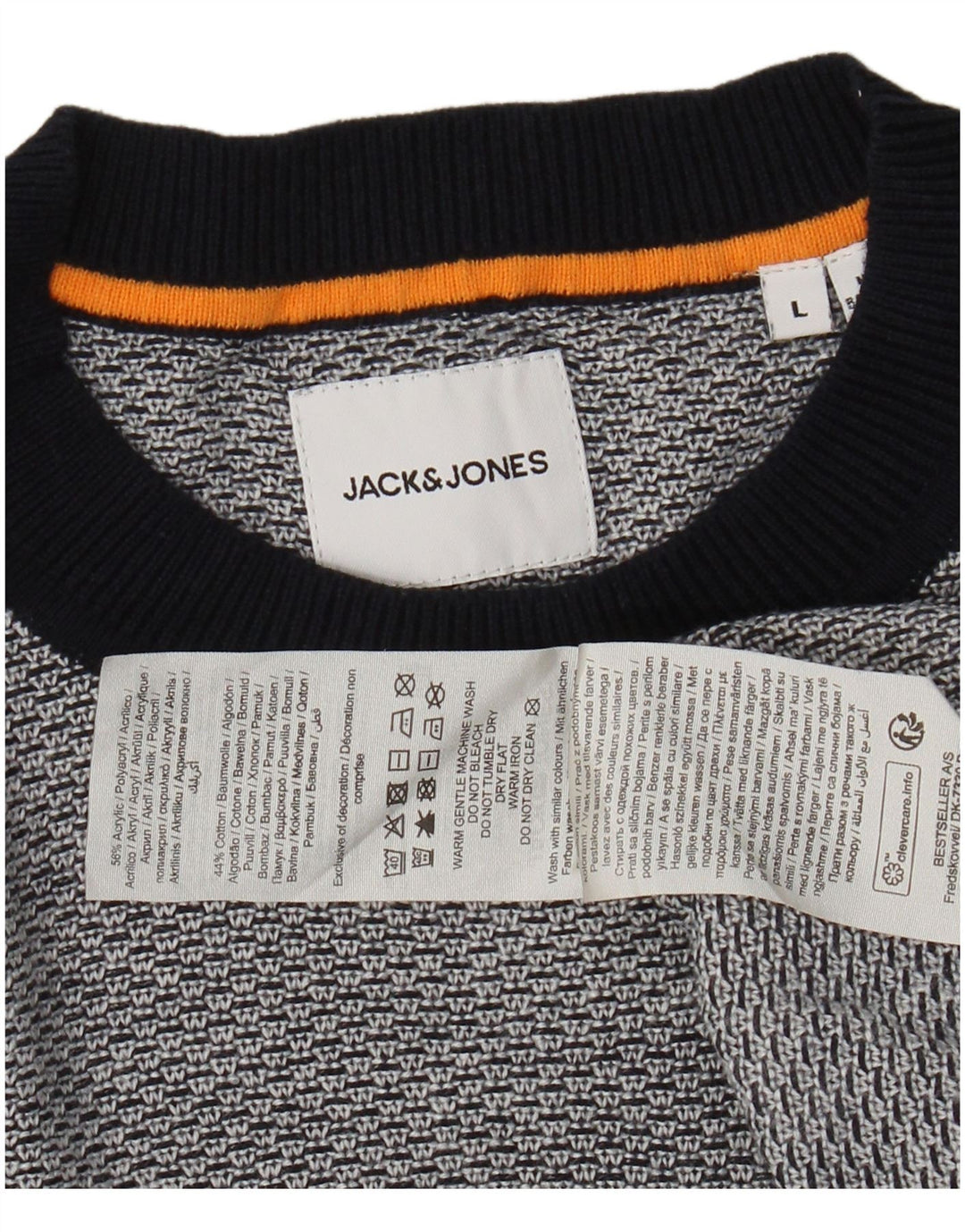 JACK & JONES Mens Crew Neck Jumper Sweater Large Grey Acrylic