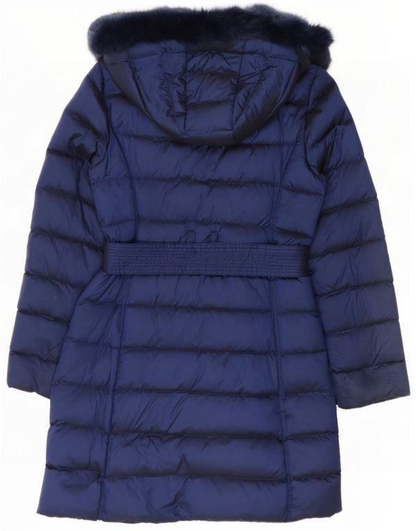 Marks & Spencer Womens Hooded Padded Coat UK 10 Small Navy Blue Polyamide