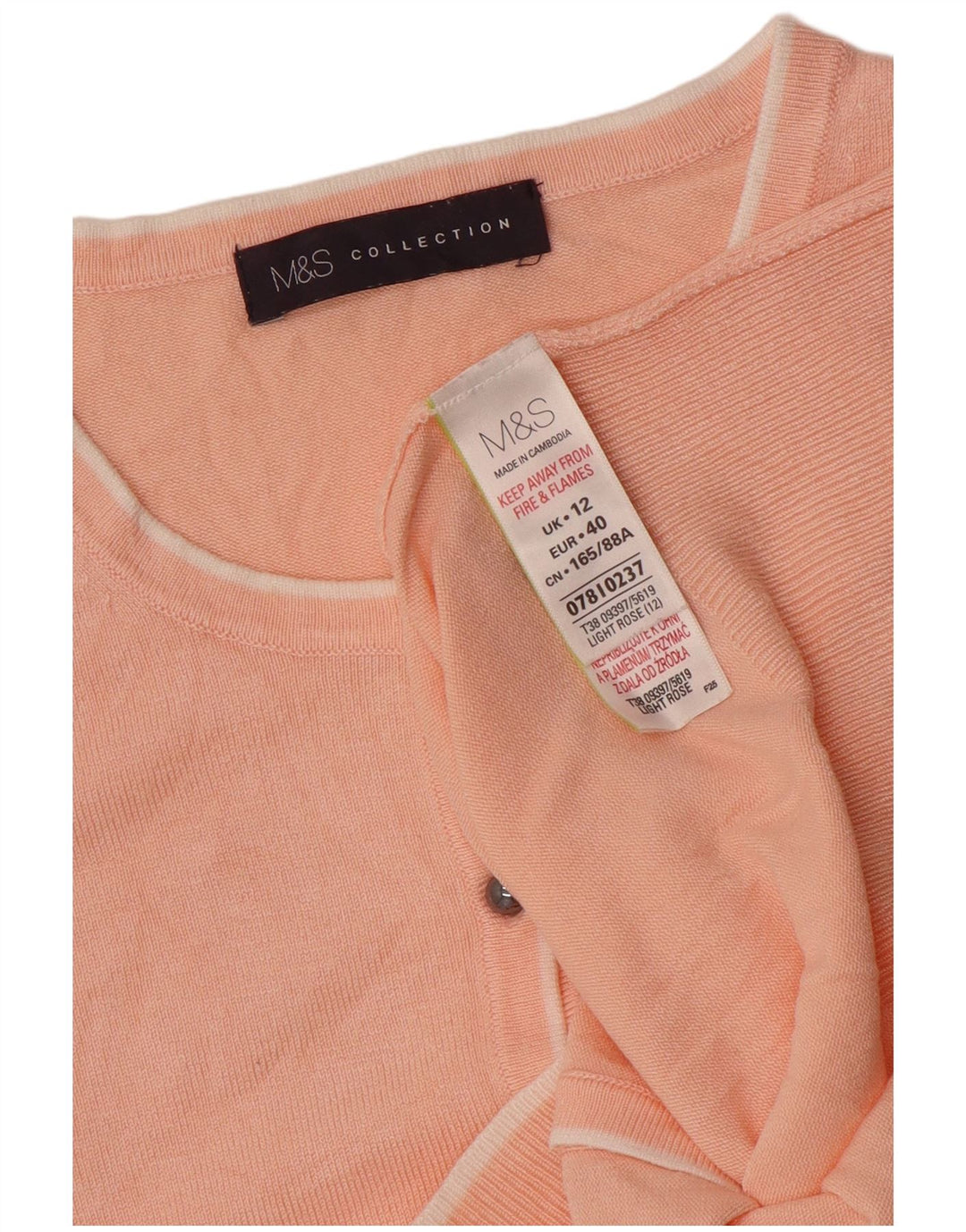 Marks & Spencer Womens Cardigan Sweater UK 12 Medium Pink Viscose