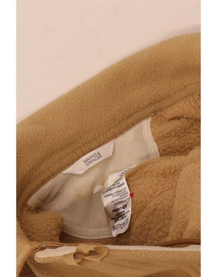 Marks & Spencer Womens Oversized Fleece Jacket UK 10 Small Beige Polyester