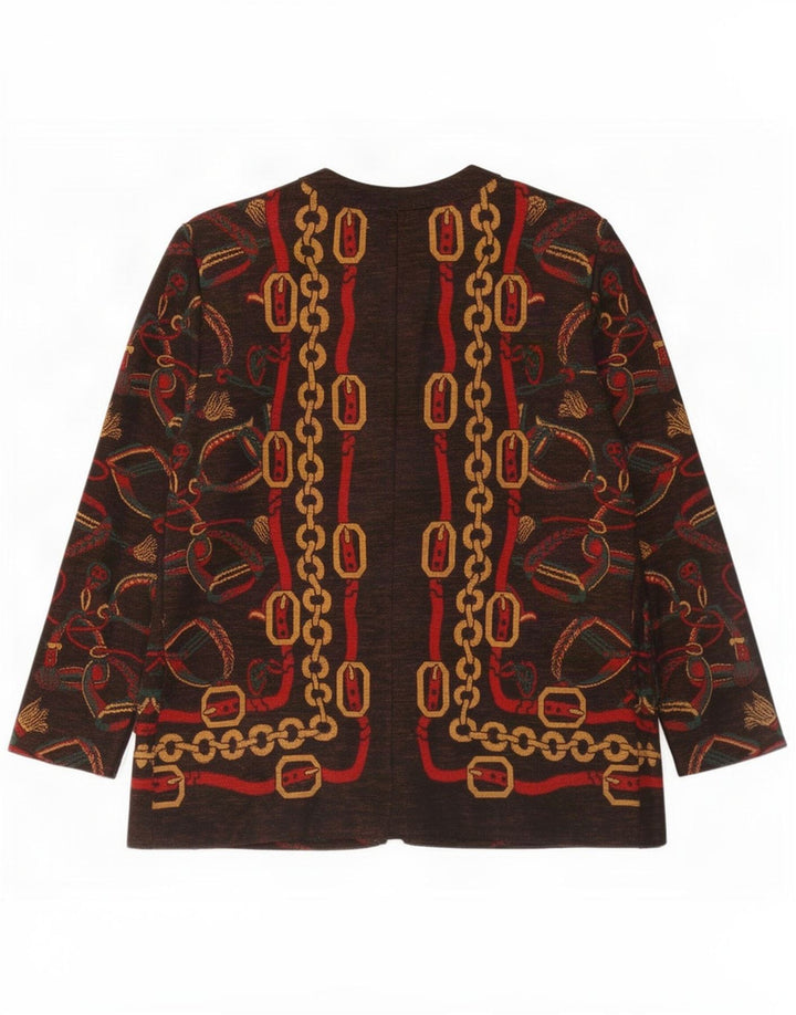 Pierre Cardin Womens Abstract Pattern 5 Button Blazer Jacket IT 48 XL Brown