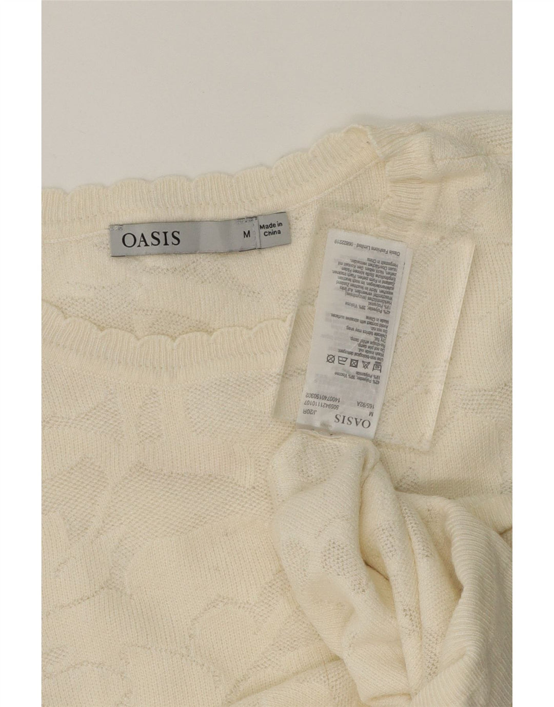 OASIS Womens Boat Neck Jumper Sweater UK 14 Medium White Floral Vintage Oasis and Second-Hand Oasis from Messina Hembry 