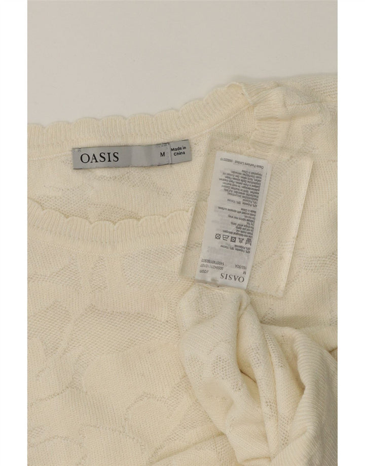 OASIS Womens Boat Neck Jumper Sweater UK 14 Medium White Floral Vintage Oasis and Second-Hand Oasis from Messina Hembry 