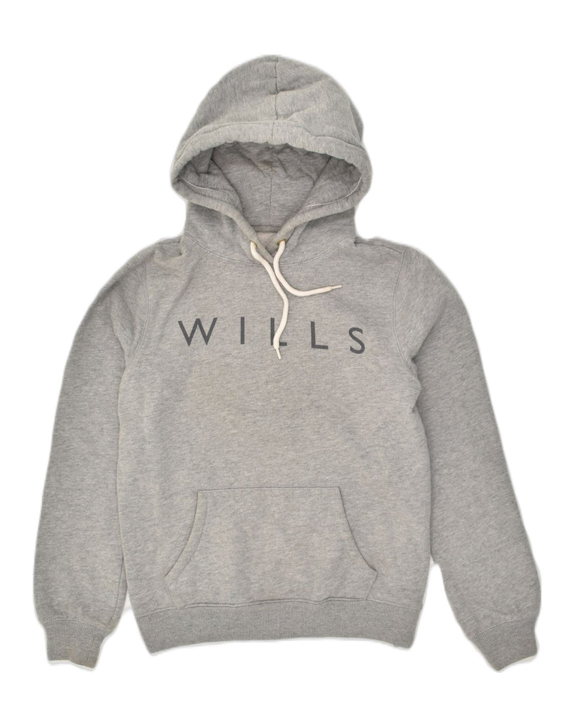 JACK WILLS Womens Loose Fit Graphic Hoodie Jumper UK 10 Small Grey Cotton | Vintage Jack Wills | Thrift | Second-Hand Jack Wills | Used Clothing | Messina Hembry 