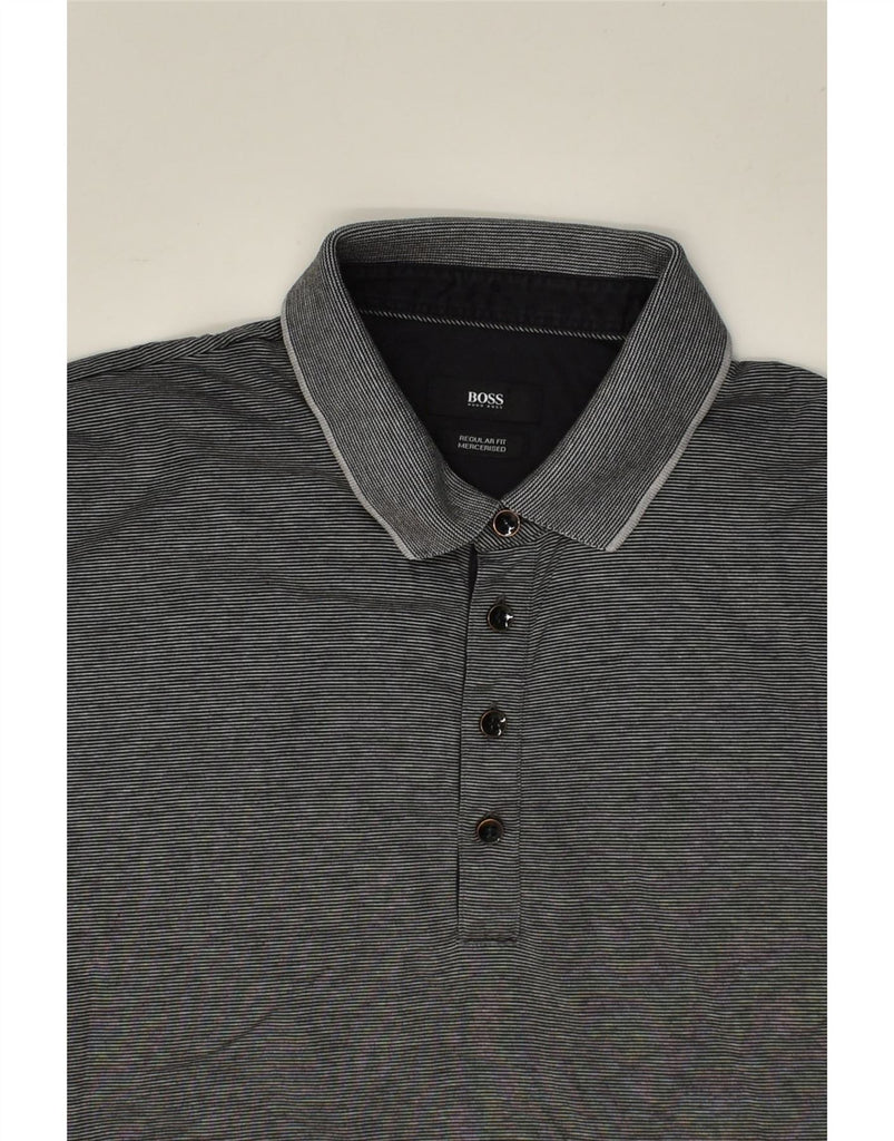 HUGO BOSS Mens Regular Fit Polo Shirt Medium Grey Cotton Vintage Hugo Boss and Second-Hand Hugo Boss from Messina Hembry 