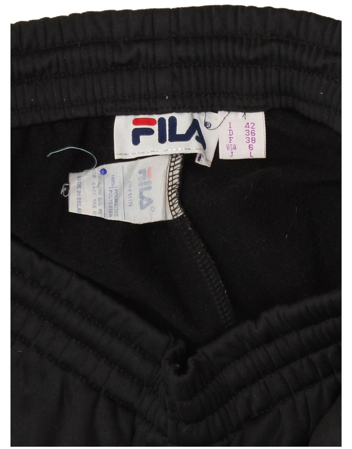 Fila Womens Graphic Tracksuit Trousers IT 42 Medium Black Colourblock