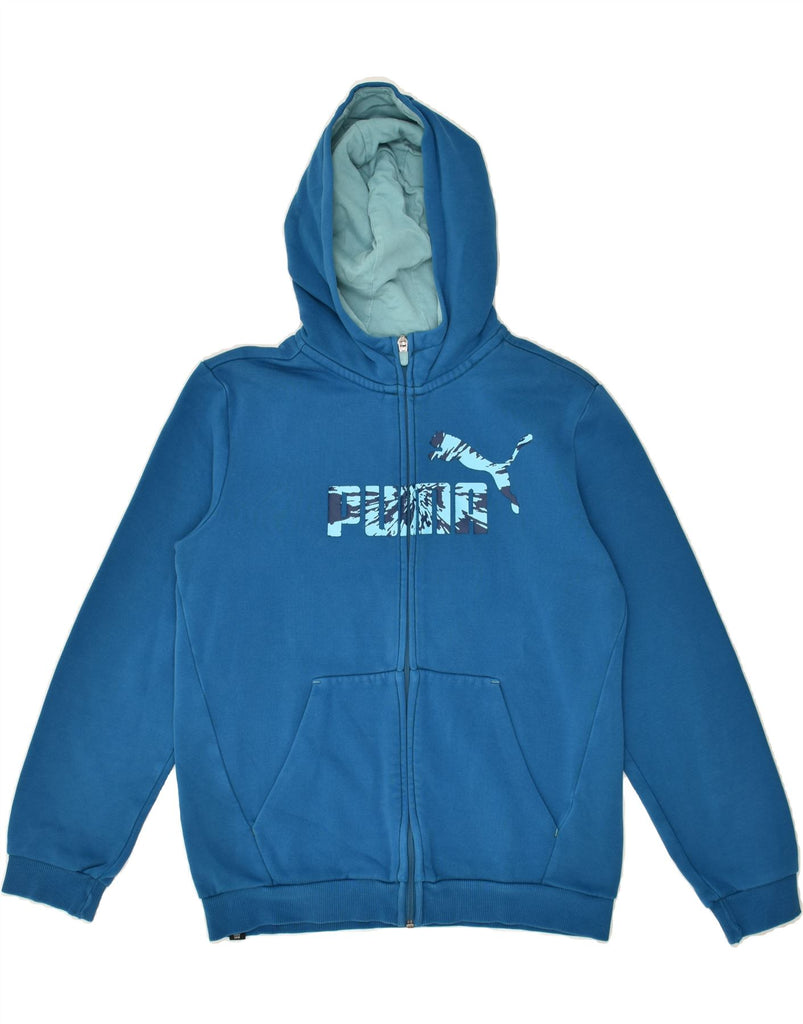 PUMA Boys Graphic Zip Hoodie Sweater 13-14 Years  Blue Cotton | Vintage Puma | Thrift | Second-Hand Puma | Used Clothing | Messina Hembry 