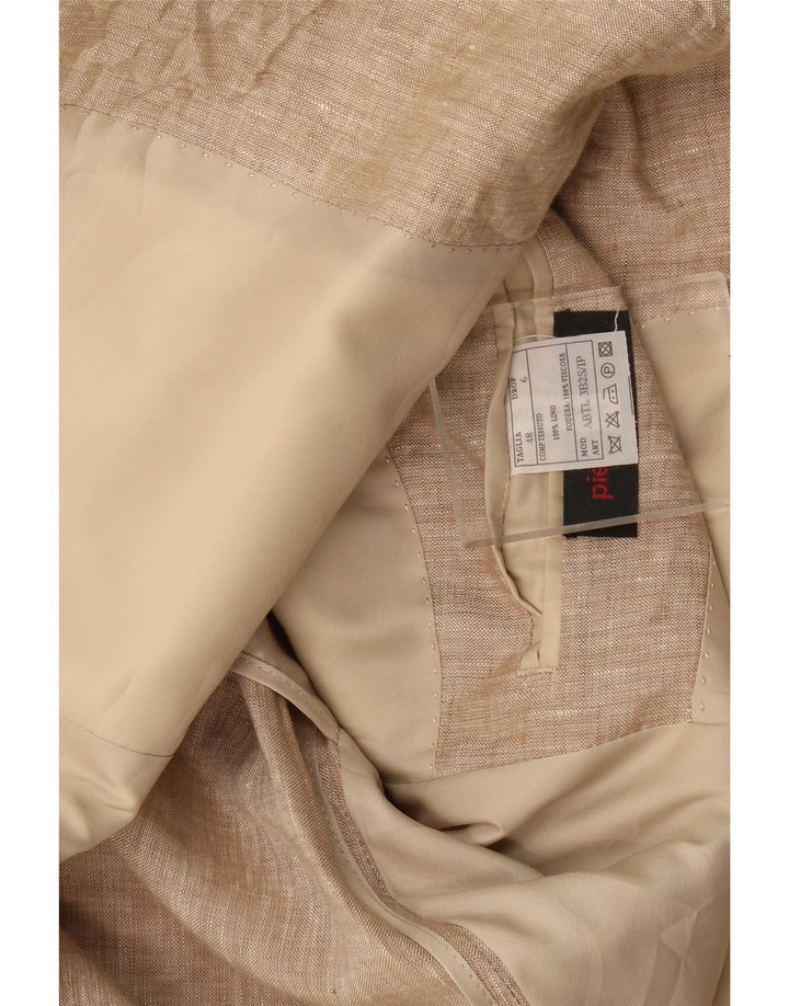 Pierre Cardin Mens 3 Button Blazer Jacket IT 48 Medium Beige Linen