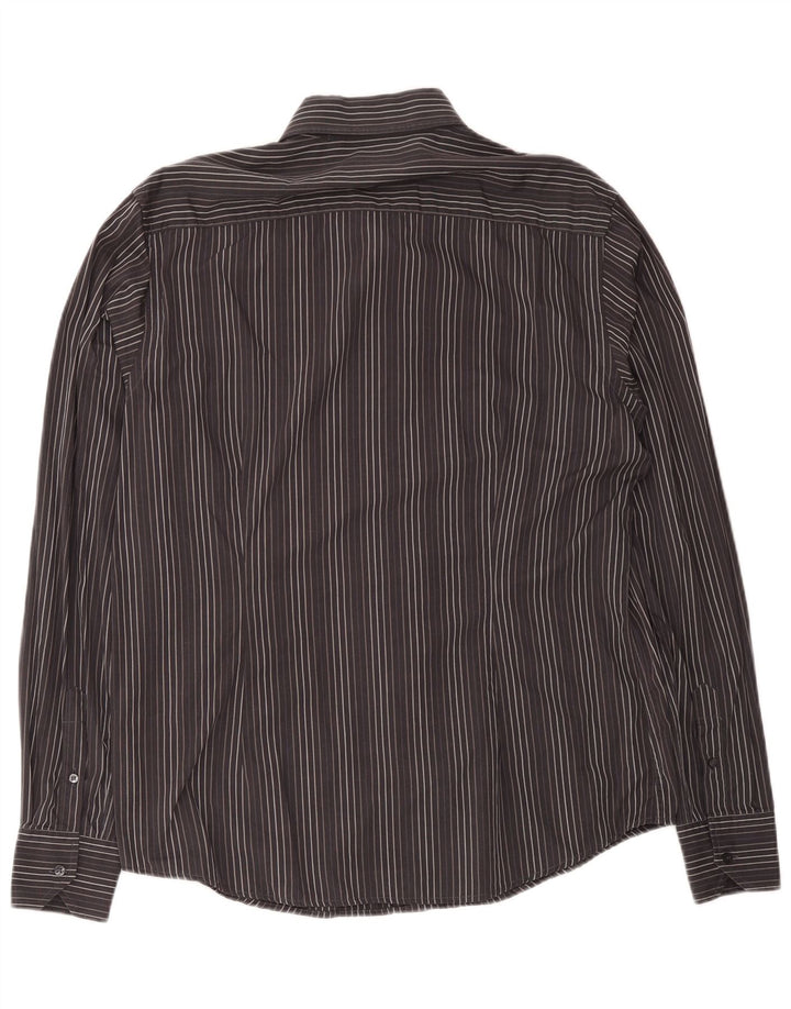 Valentino Mens Shirt Size 43 17 XL Grey Striped Cotton