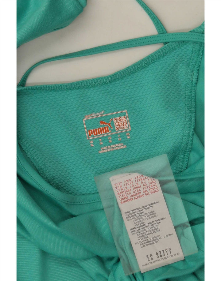 Puma Womens T-Shirt Top UK 16 Large Turquoise Geometric Polyester