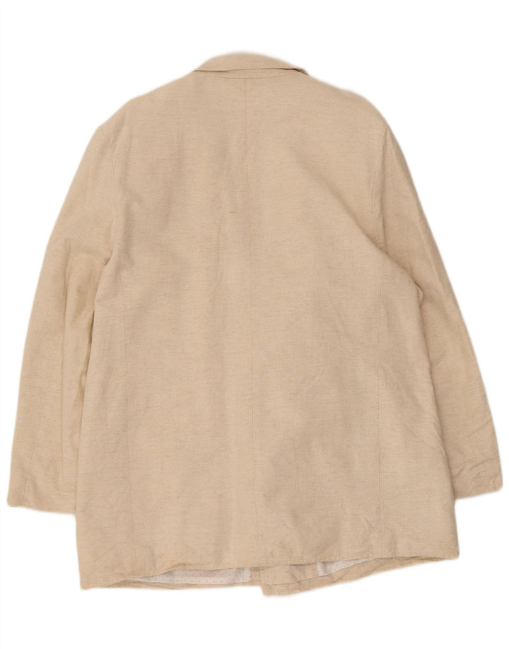 Vintage Mens Double Breasted Blazer Jacket EU 46 Small Beige Cotton