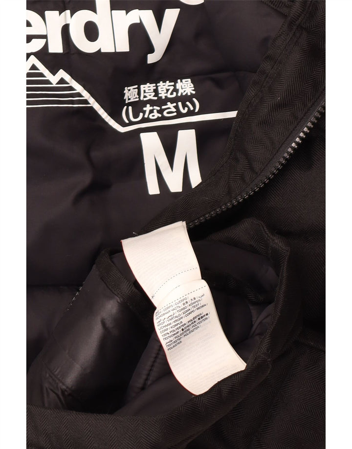 Superdry Mens Hooded Padded Jacket UK 38 Medium Black Polyester