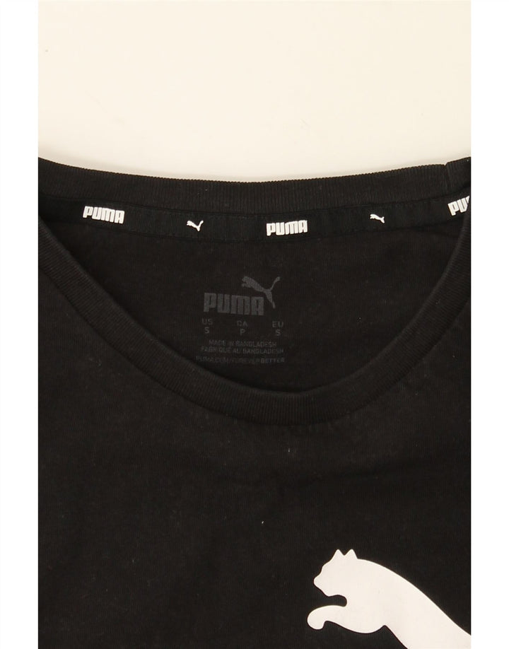 PUMA Womens Crop Graphic T-Shirt Top UK 10 Small Black Vintage Puma and Second-Hand Puma from Messina Hembry 