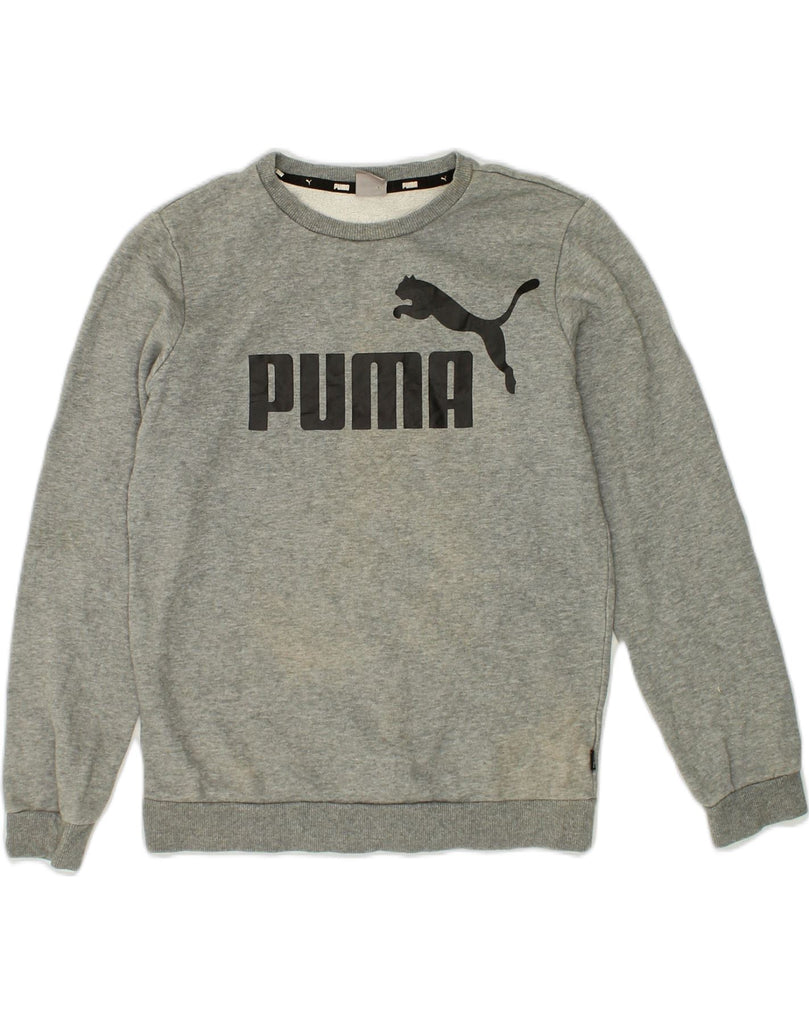 PUMA Boys Graphic Sweatshirt Jumper 13-14 Years Grey Cotton | Vintage Puma | Thrift | Second-Hand Puma | Used Clothing | Messina Hembry 