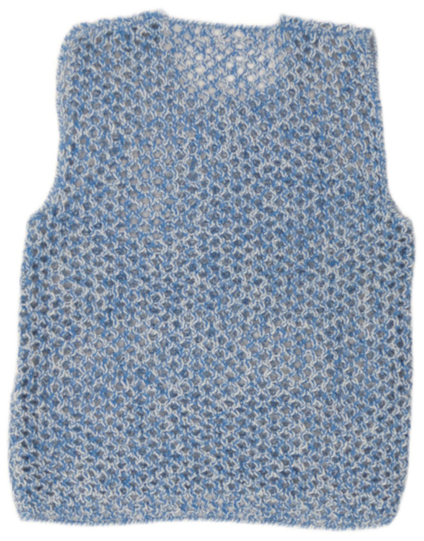 Vintage Womens See Through Vest Tank Top UK 16 Large Blue Flecked