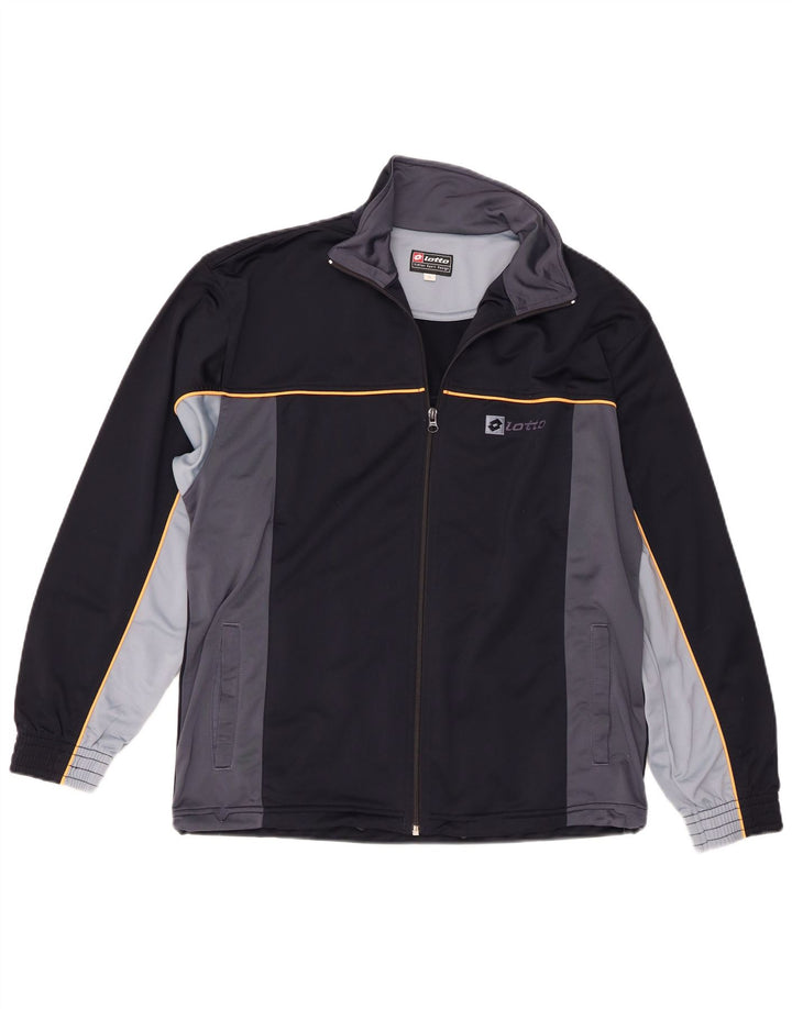 Lotto Mens Tracksuit Top Jacket Medium Navy Blue Colourblock Sports