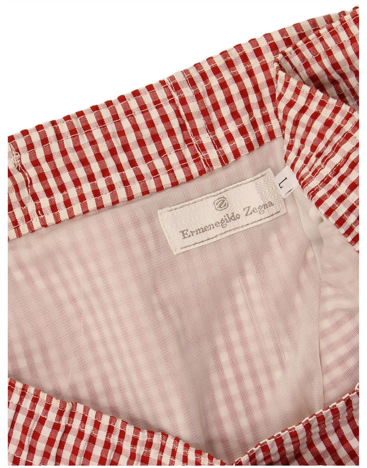 Ermenegildo Zegna Mens Swimming Shorts Large  Red Gingham