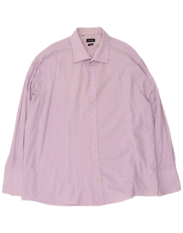 Pierre Cardin Mens Regular Fit Formal Shirt Size 19 3XL Purple Pinstripe