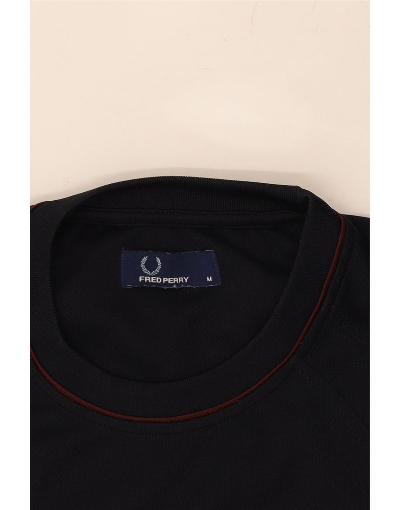 FRED PERRY Mens T-Shirt Top Medium Navy Blue Polyester Vintage Fred Perry and Second-Hand Fred Perry from Messina Hembry 