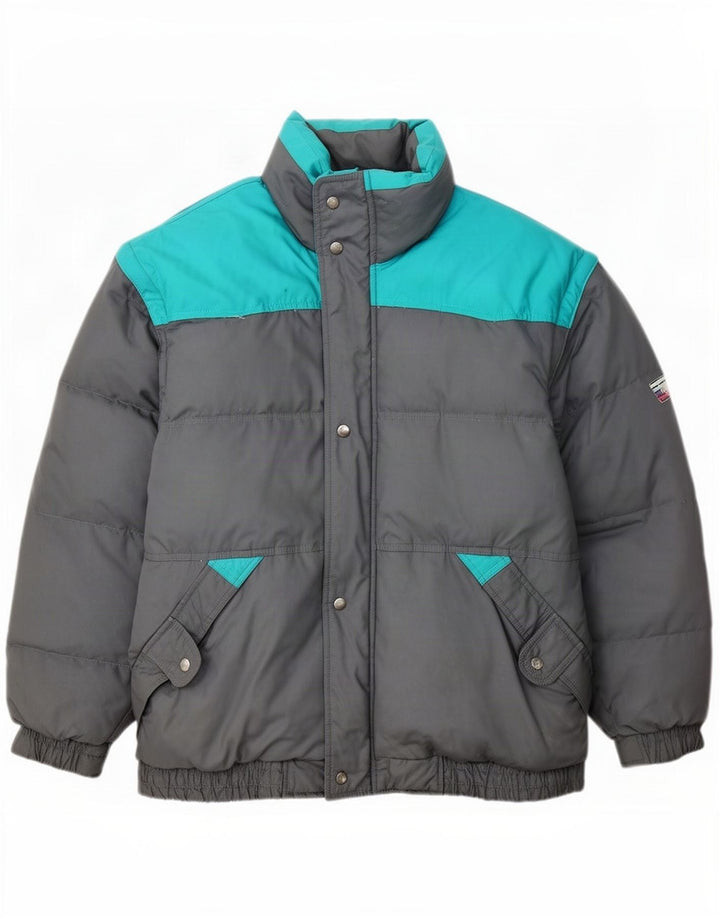 Vintage Mens Padded Ski Jacket UK 40 Large Grey Colourblock Polyester