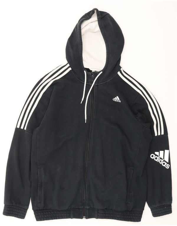 ADIDAS Mens Graphic Zip Hoodie Sweater XL Navy Blue Cotton