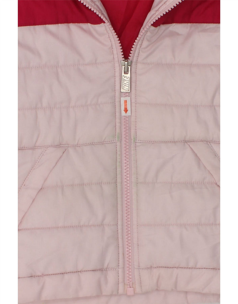 NIKE Girls Hooded Padded Jacket 2-3 Years Pink Colourblock Polyester | Vintage Nike | Thrift | Second-Hand Nike | Used Clothing | Messina Hembry 