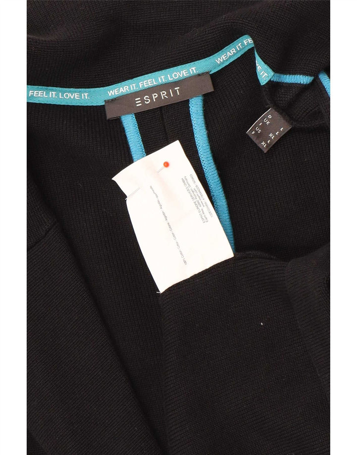 Esprit Womens 2 Button Knit Blazer Jacket UK 14 Large Black Cotton