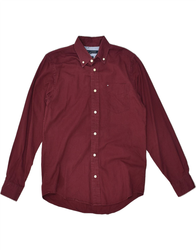 TOMMY HILFIGER Mens Classic Fit Shirt XS Maroon Cotton | Vintage Tommy Hilfiger | Thrift | Second-Hand Tommy Hilfiger | Used Clothing | Messina Hembry 