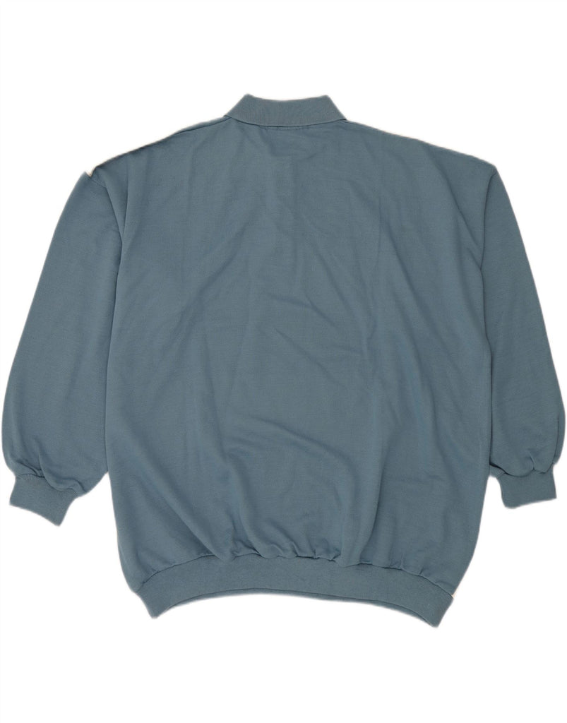 VINTAGE Mens Polo Neck Jumper Sweater IT 60/62 4XL Blue Striped Cotton Vintage Vintage and Second-Hand Vintage from Messina Hembry 
