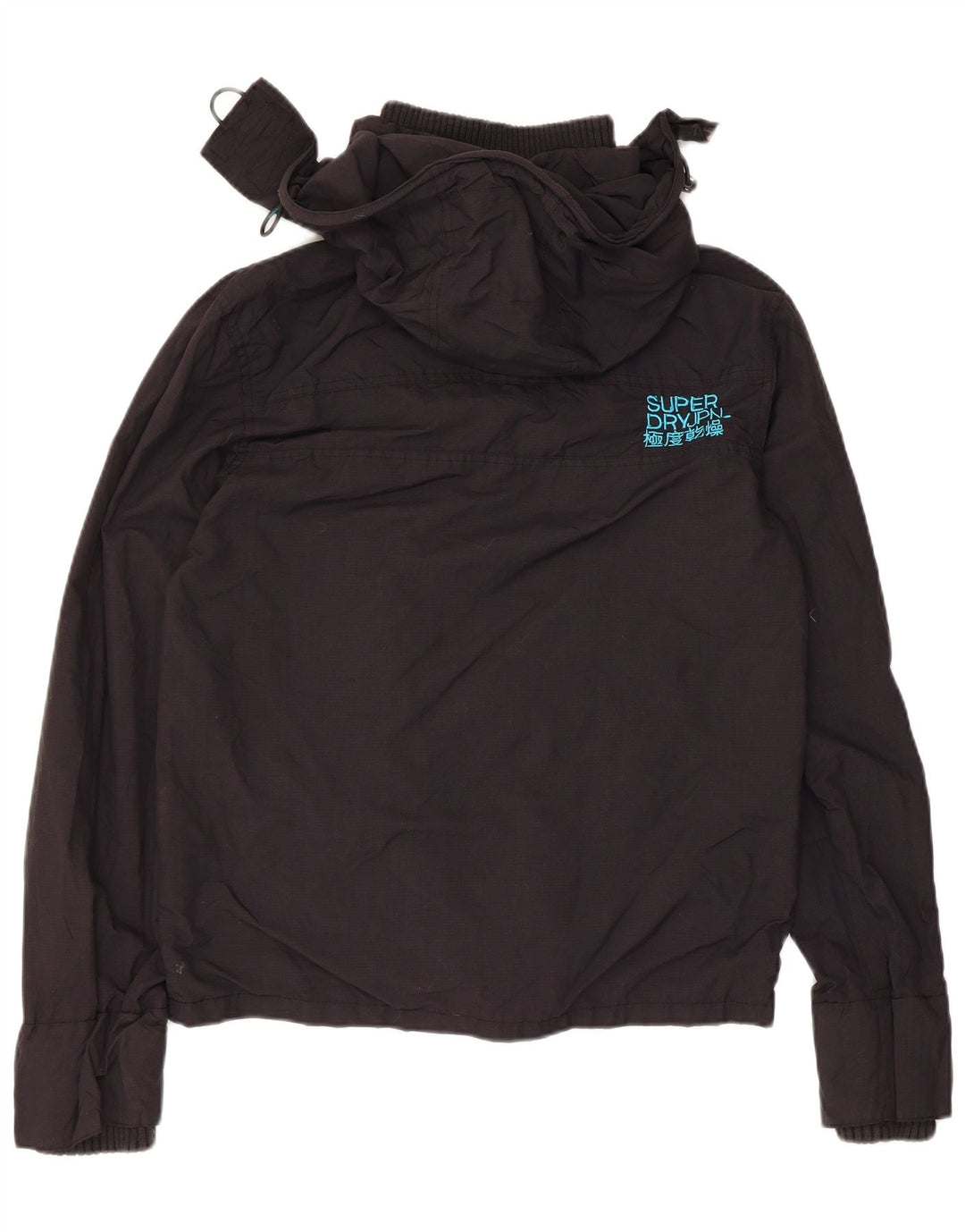 Superdry Mens Hooded Rain Jacket UK 36 Small Black Nylon