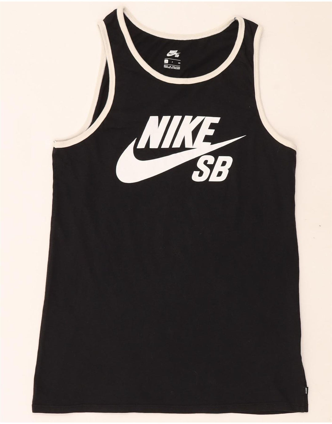 NIKE Mens Graphic Vest Top Small Black Cotton