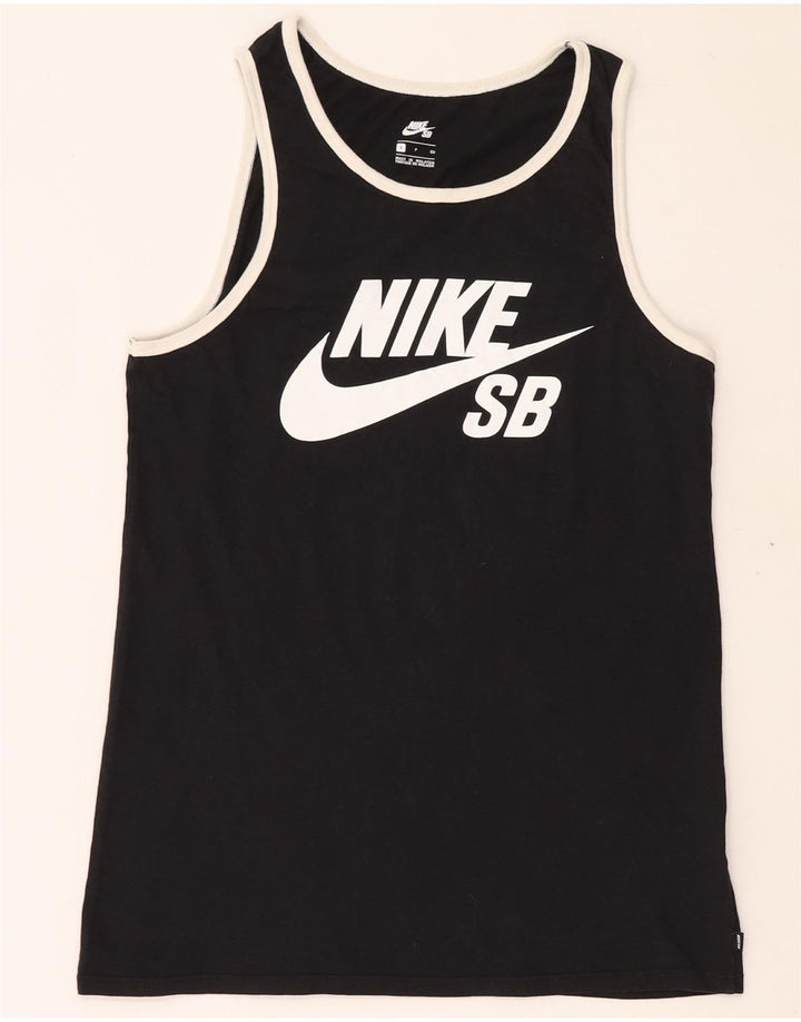 NIKE Mens Graphic Vest Top Small Black Cotton