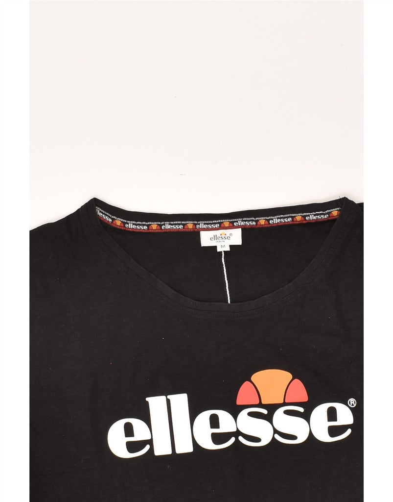 ELLESSE Womens Graphic T-Shirt Top UK 14 Medium Black Cotton | Vintage Ellesse | Thrift | Second-Hand Ellesse | Used Clothing | Messina Hembry 