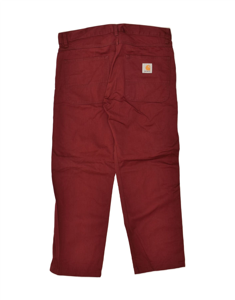 CARHARTT Mens Straight Casual Trousers W34 L27 Burgundy Polyester | Vintage Carhartt | Thrift | Second-Hand Carhartt | Used Clothing | Messina Hembry 