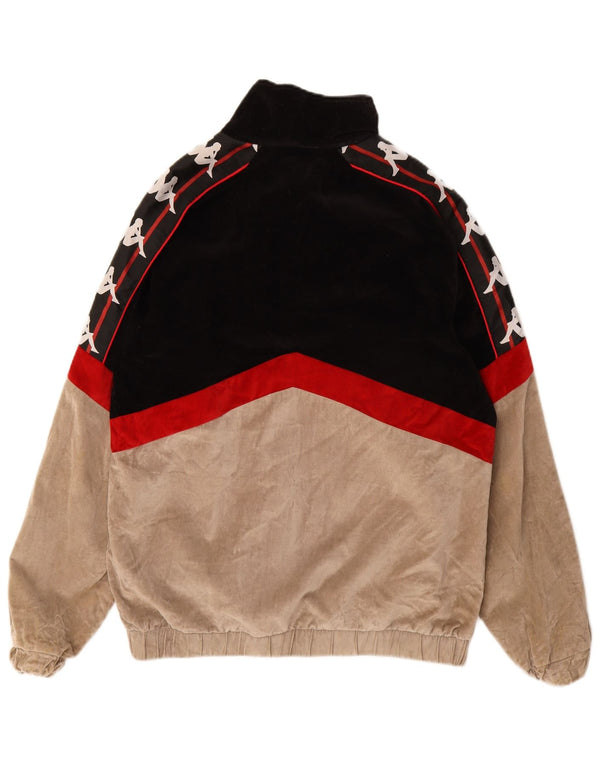 Kappa Mens Graphic Bomber Jacket UK 38 Medium Black Colourblock Cotton