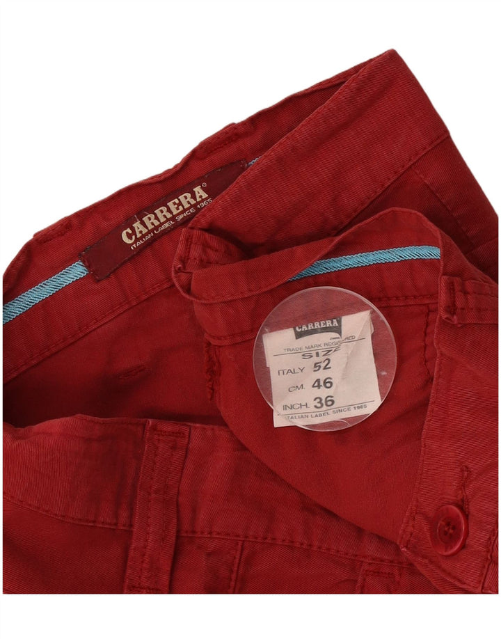 Carrera Mens Cargo Shorts IT 52 XL W36  Red Cotton