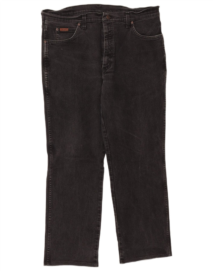 Wrangler Mens Texas Straight Jeans W38 L28 Black Cotton