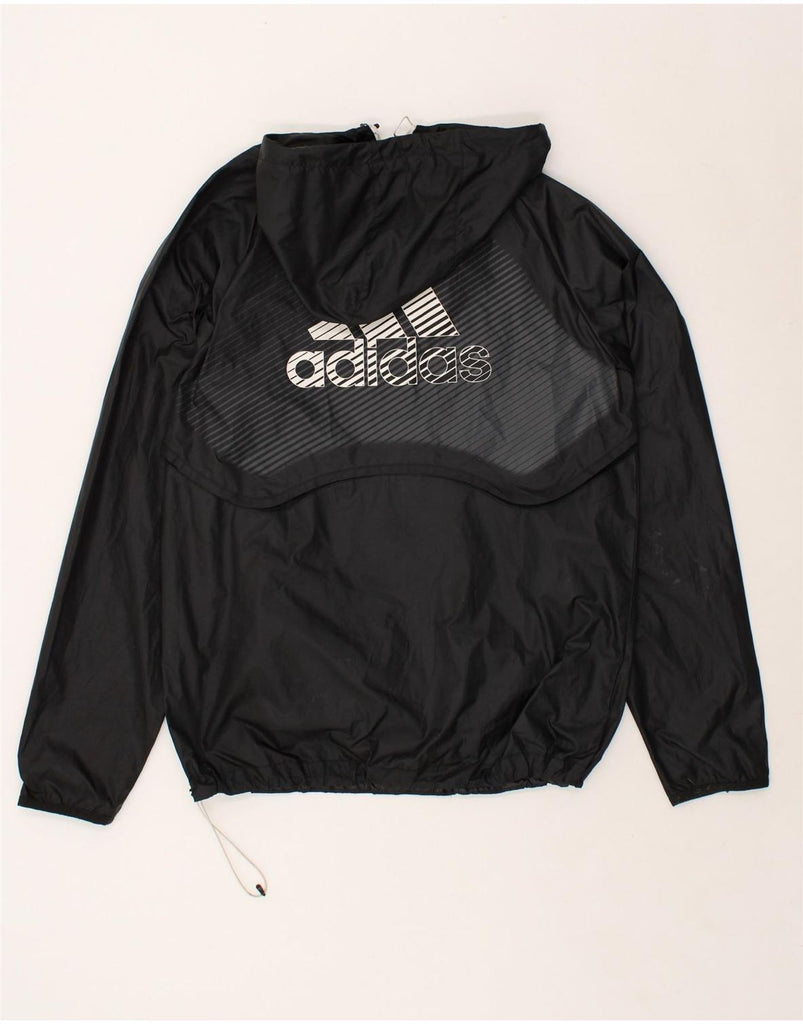 ADIDAS Mens Graphic Pullover Rain Jacket UK 36 Small Black Polyester | Vintage Adidas | Thrift | Second-Hand Adidas | Used Clothing | Messina Hembry 