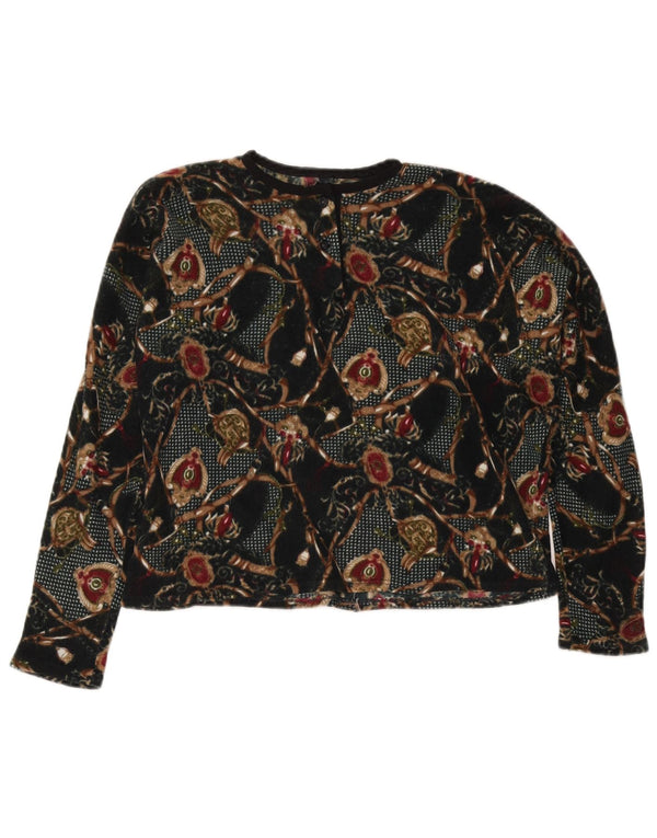 Vintage Womens Crop Graphic Top Long Sleeve UK 16 Large Black