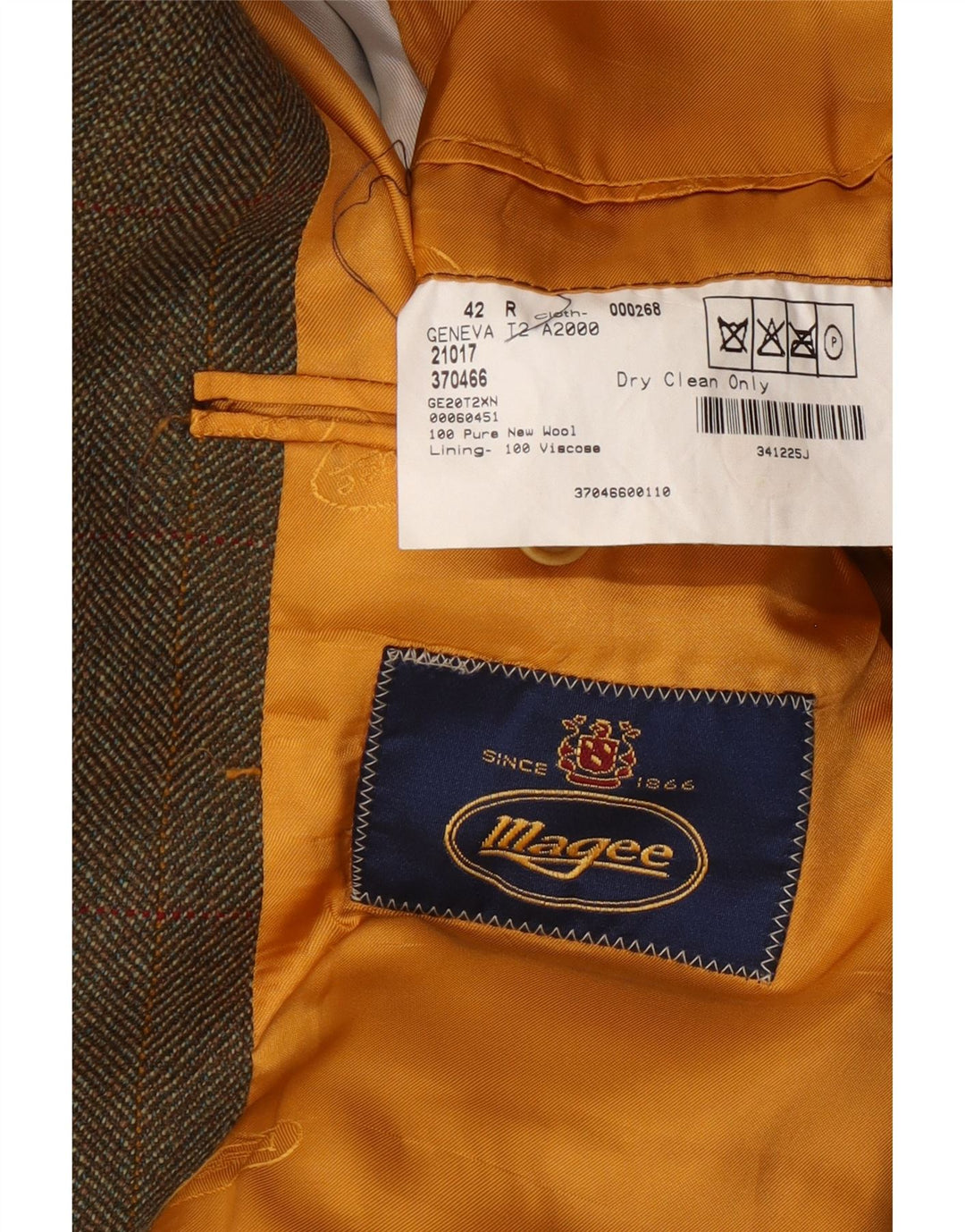 Magee Mens 2 Button Blazer Jacket UK 42 XL Brown Check Wool