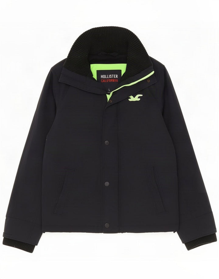 Hollister Mens Windbreaker Jacket UK 40 Large Navy Blue Polyester